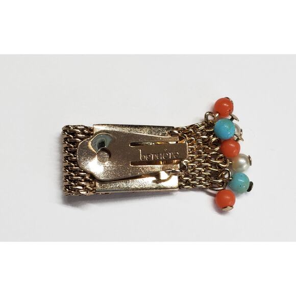 Vintage Bergere Gold Tone Mesh Bead Bracelet & Earrings Set - Picture 6 of 9